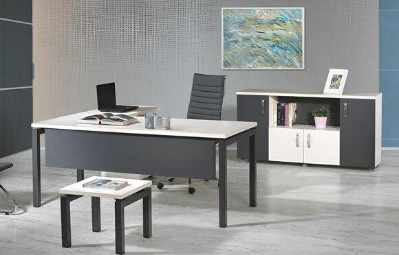 Office furniture grey set 3pcs corner office desk complete office cabinet wood group