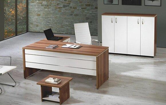 Office furniture set 3 pcs corner office desk complete office cabinet wood group white