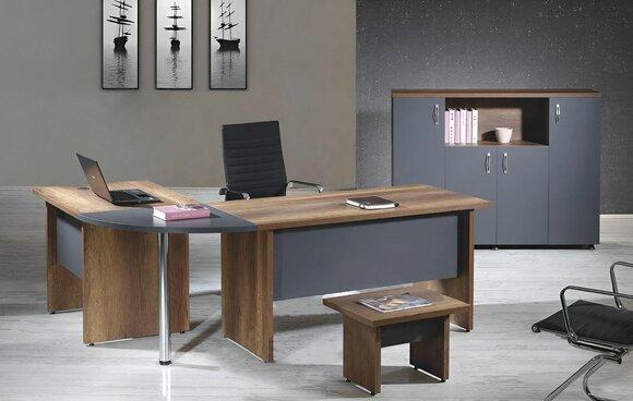 Complete office corner office desk office furniture 3-piece wooden set grey computer furniture