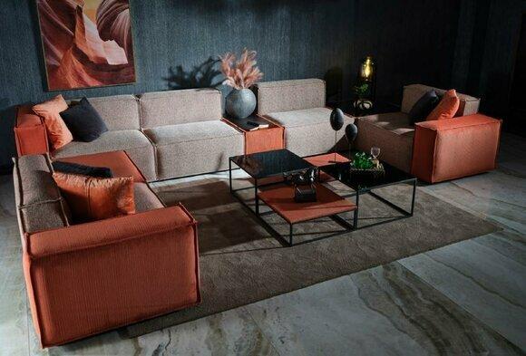 Large corner sofa U shape fabric sofa couch upholstered sofa orange modern sofa