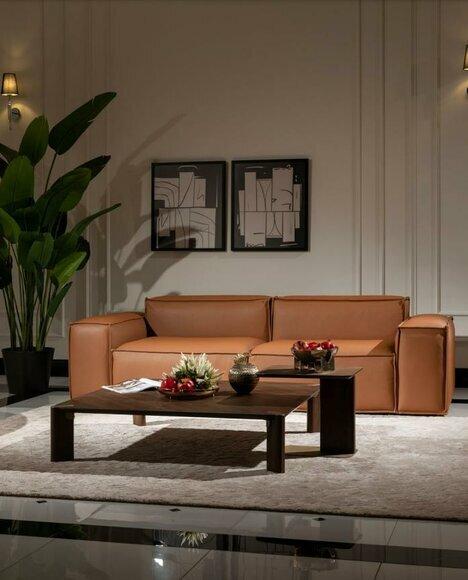 Luxury three seater sofa 3 seater brown upholstered sofa couch imitation leather new