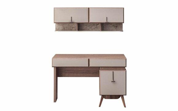 Beige desk Luxurious office desk Wall cabinet Computer desk set