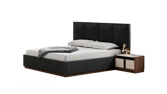 Double Bed Set Bed Bedside Tables Grey 3pc Wood Bedroom Set