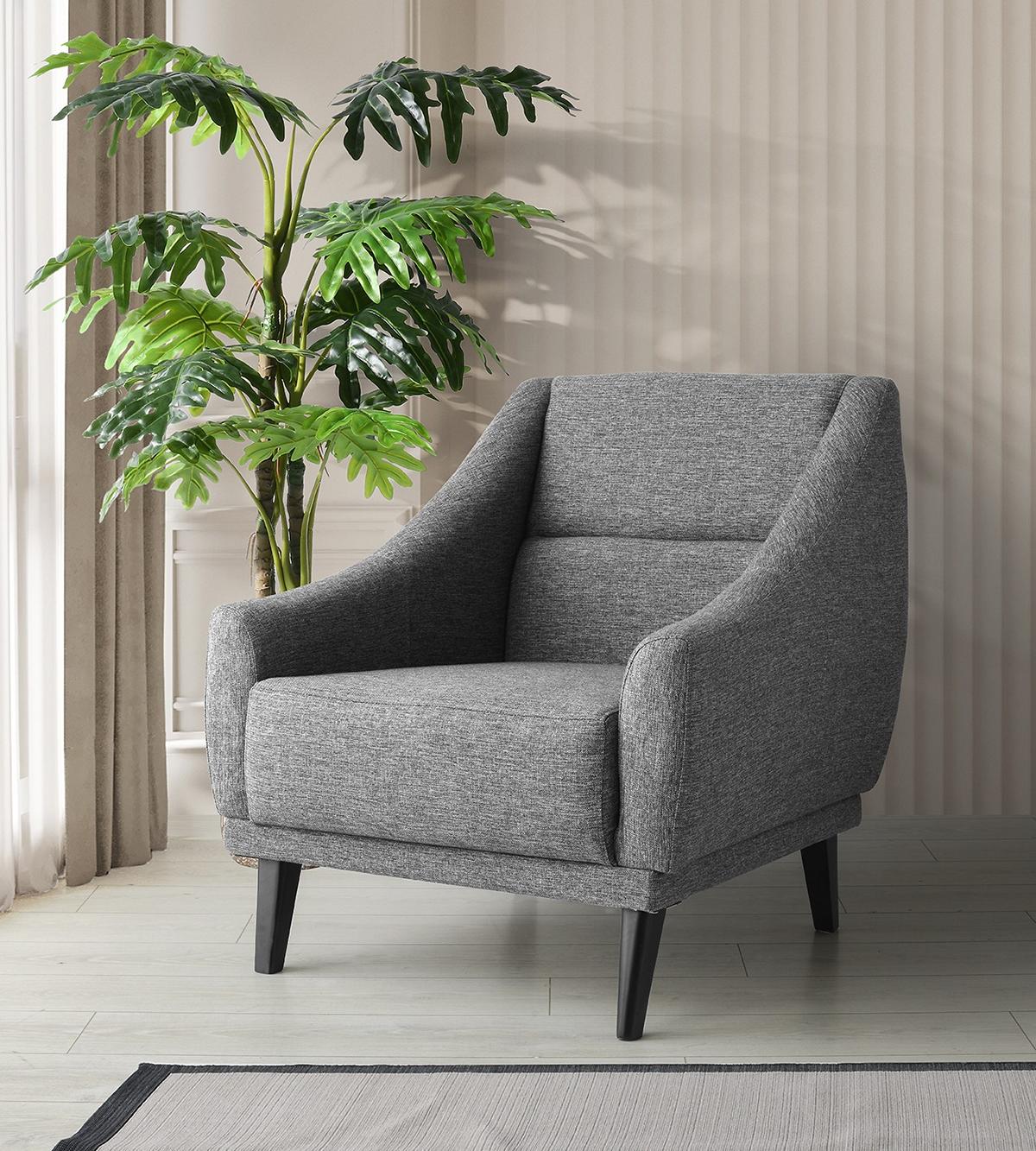 Armchair wing chair cocktail armchair fabric fabric armchair grey seat upholstery