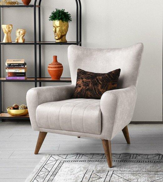 Armchair fabric armchair single seater cocktail armchair wing chair grey fabric new