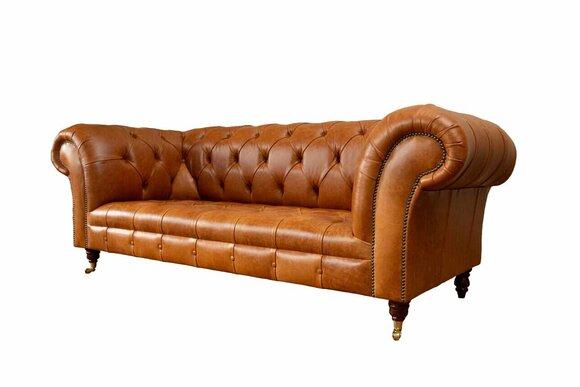 Cognac Sofa 3 Seater Upholstered Sofas Design Luxury Furniture Leather Couches Three Seater