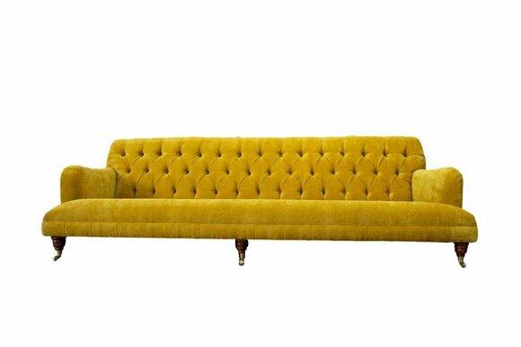 Design Chesterfield Chesterfield Textile Yellow 5 Seater Couch Upholstery