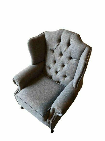 Armchair Wing Chair Fabric Grey Living Room Polyester 1 Seater Modern