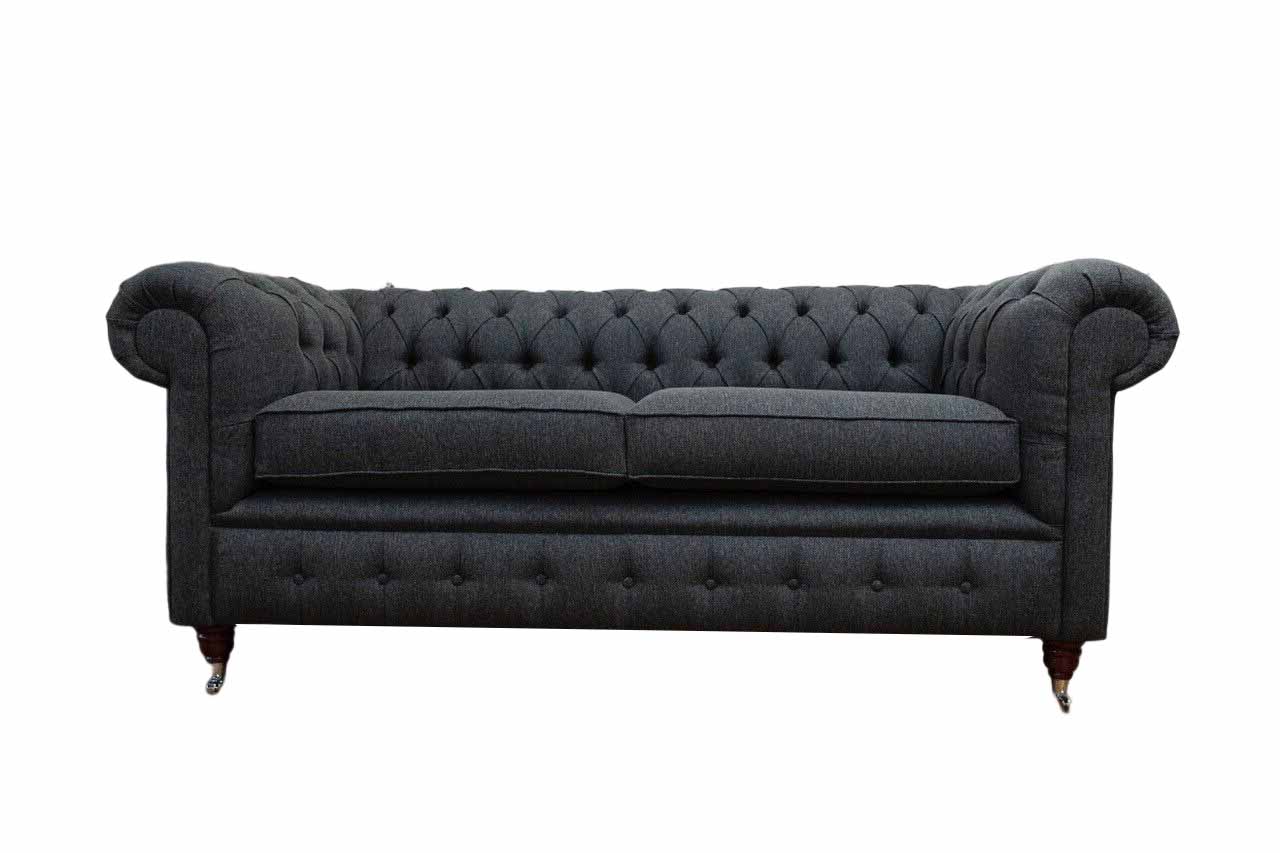 Chesterfield Couch Upholstery Furniture Two Seater Couches Sofas Fabric Grey