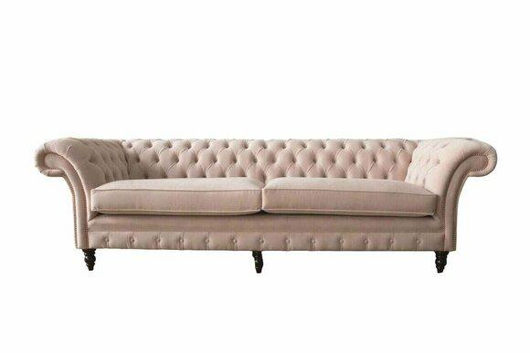 Chesterfield 4 Seater Design Sofa Pink Upholstery Furniture Sofas Fabric Textile