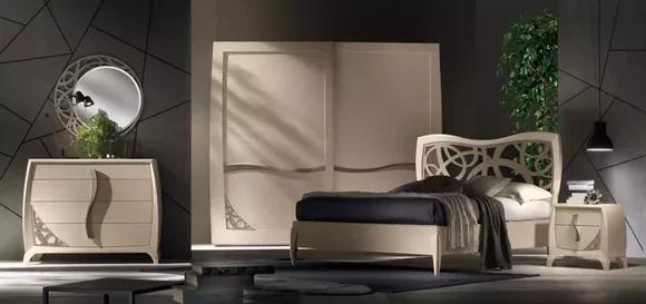 Complete Bedroom Set Design Modern Luxury Bed 2x Bedside Table 6 pcs.