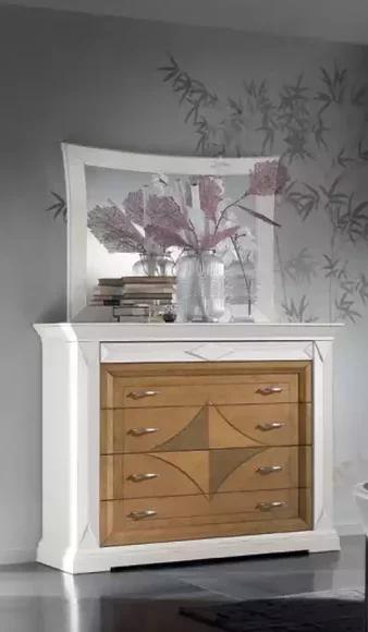 Chest of Drawers with Mirror Sideboards Wood Chests of Drawers Furniture 2pcs White Italy