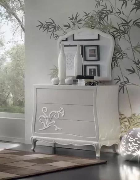 Luxury Chest of Drawers with Mirror Chests of Drawers Console Wood Modern Design Grey