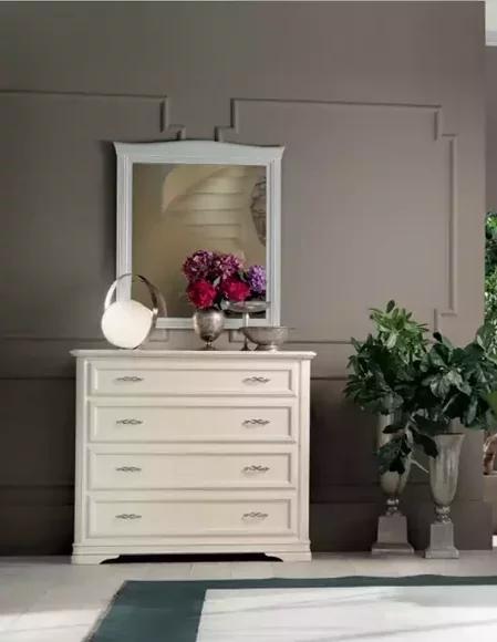 Chest of Drawers with Mirror Wood Chests of Drawers Furniture Modern Cabinet Beige 2 pcs New