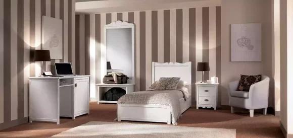 Bedroom Bed Bedside Table Desk Standing Mirror Group Set 4 pcs.