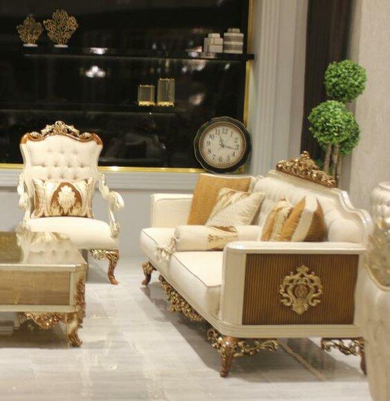 Elegant Living Room Furniture Set Luxury Sofa Comfortable Armchair Set with 2