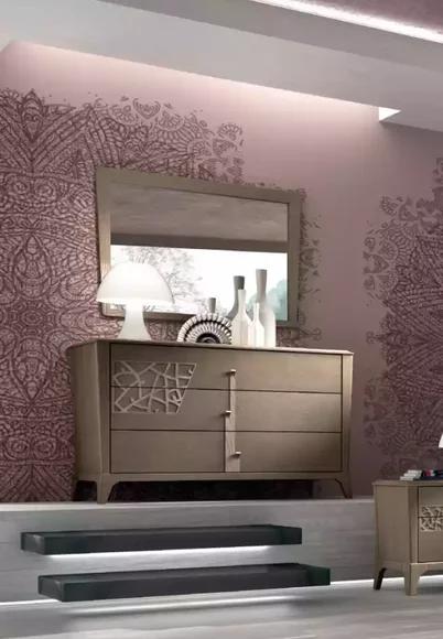 Chest of Drawers Mirror New Luxury Complete Bedroom Set Sideboard Brown 2tlg