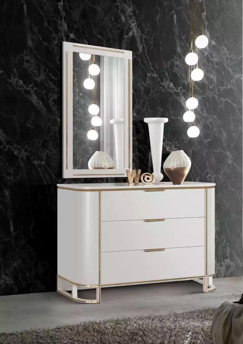 Bedroom Set Dresser Mirror New Luxury Complete White 2pcs