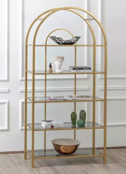 Living room shelf Room divider Standing shelf Bookcase Storage Gold