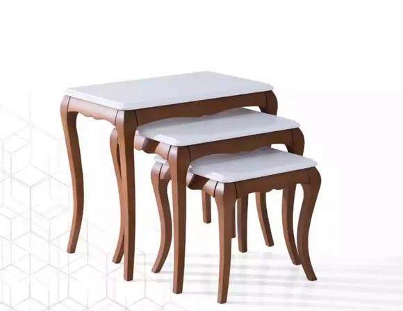 Side table 3х living room furniture material wood white design modern