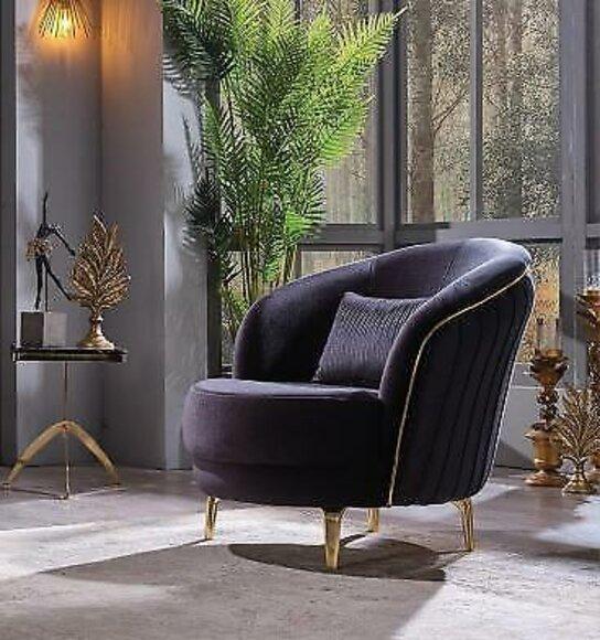 Modern armchair luxury stainless steel feet living room seater wood upholstered furniture