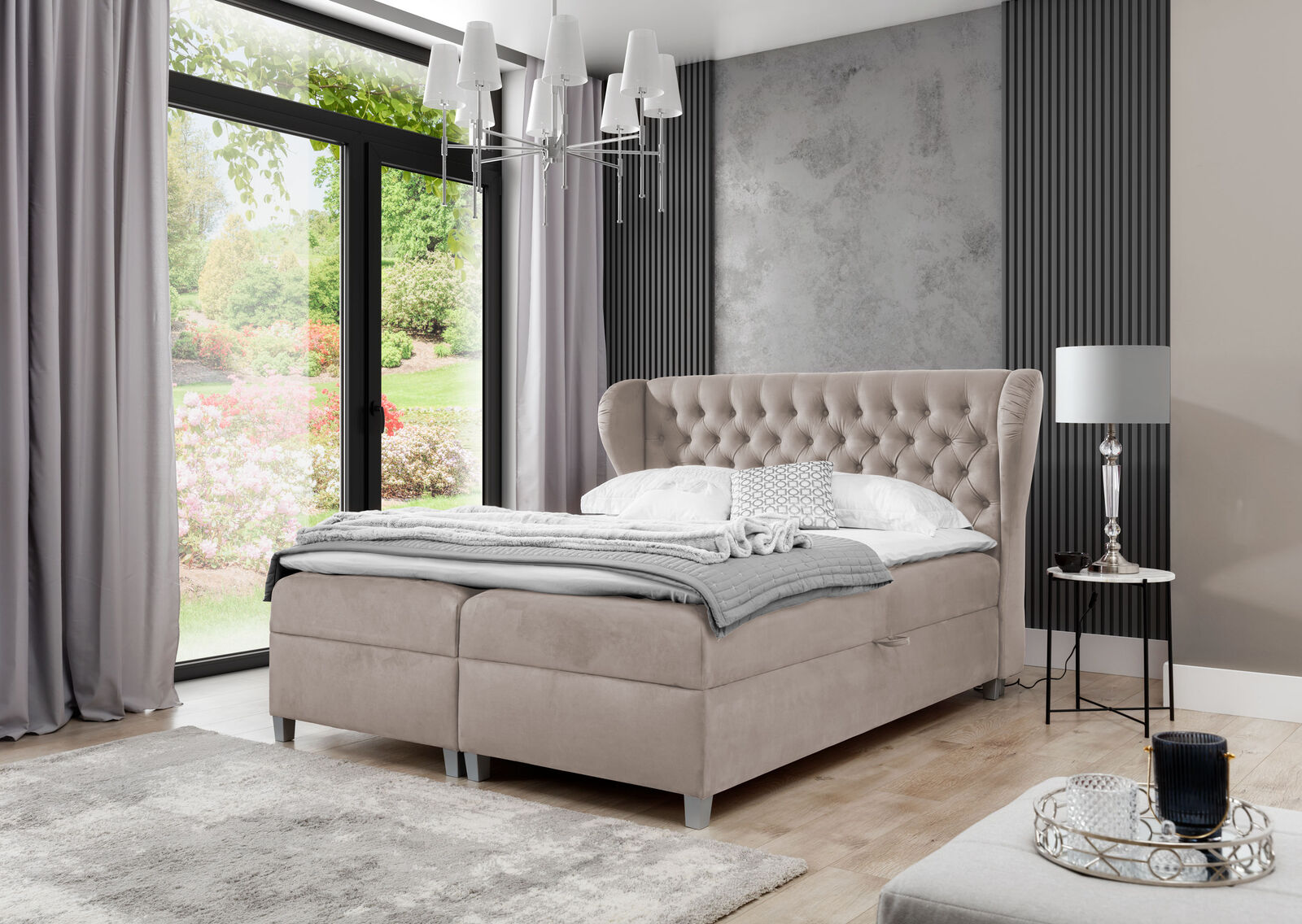 Luxury Double Bed Chesterfield Bedroom Furnishings Upholstered Bed Modern Furniture
