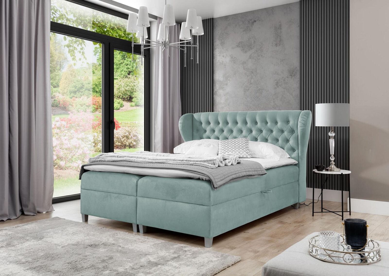 Bedroom Modern Bed Chesterfield Furnishings Upholstered Bed Wood Design Furniture