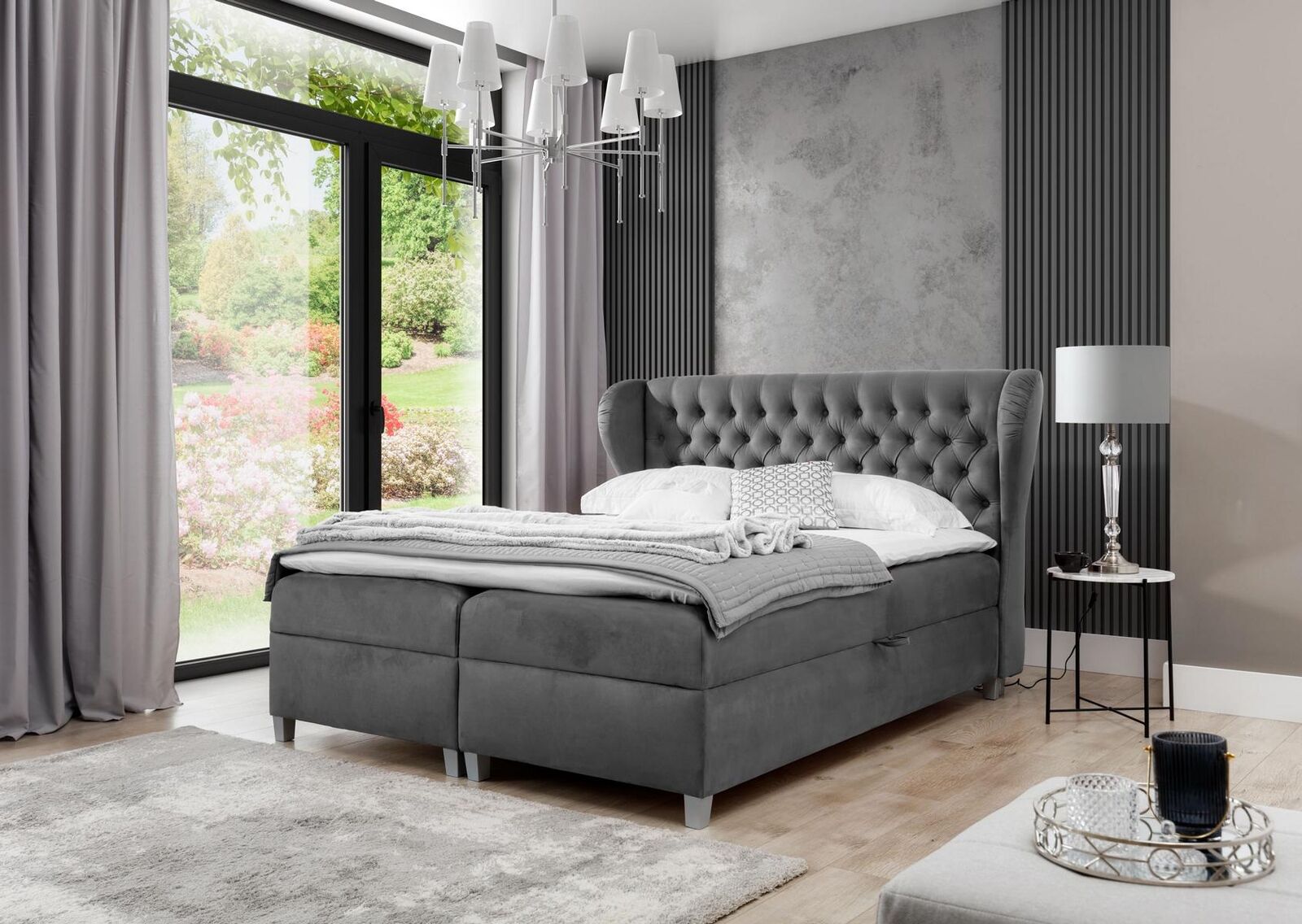 Luxury Design Boxspringbed Bedroom Upholstered Bed Modern Furniture Chesterfield