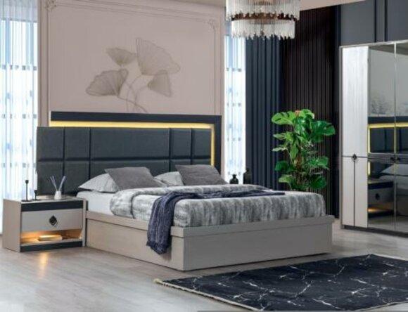 Bedroom set 3pcs bed 2x bedside tables luxury complete furniture modern design