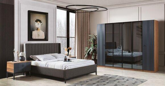 Loft Bedroom Set Bed 2x Bedside Tables Wardrobe Design 4pcs.