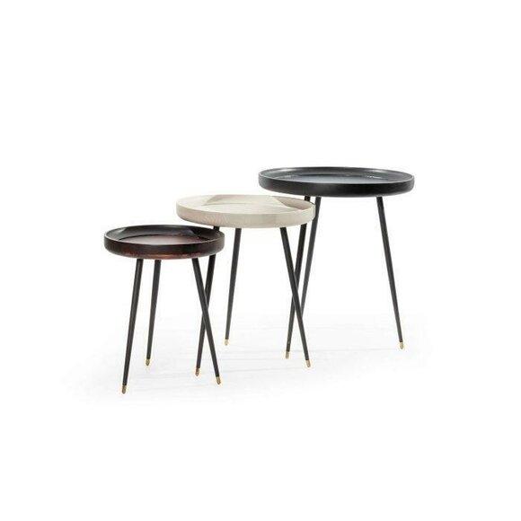 High-gloss lacquer side tables, modern design, set of 3 for living room