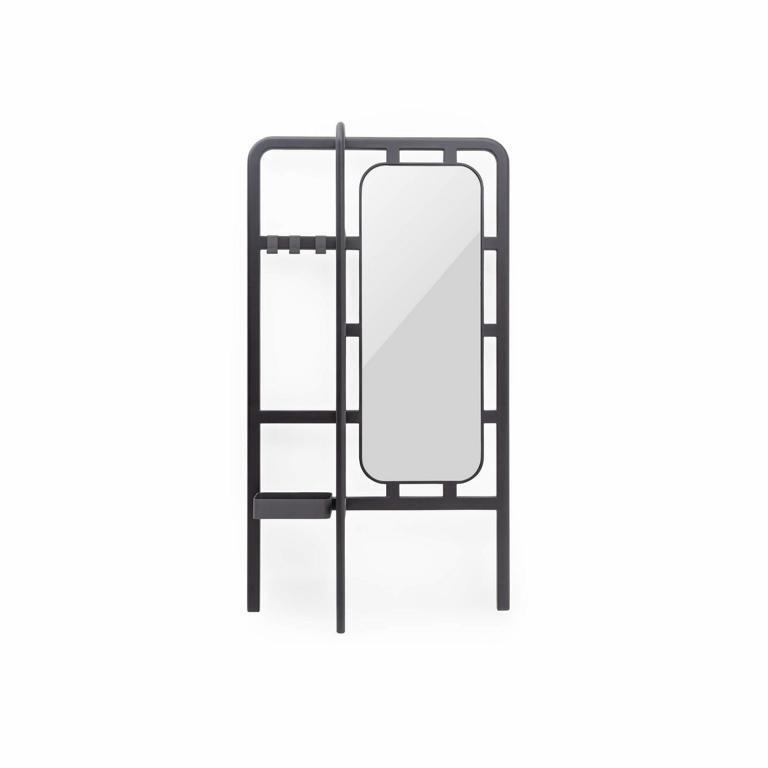 Luxurious hallway mirror with hooks black colour Perfect modern novelty