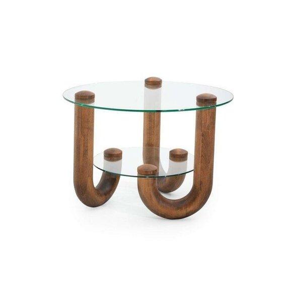 Luxurious wooden side table with glass top Stylish furniture for living room