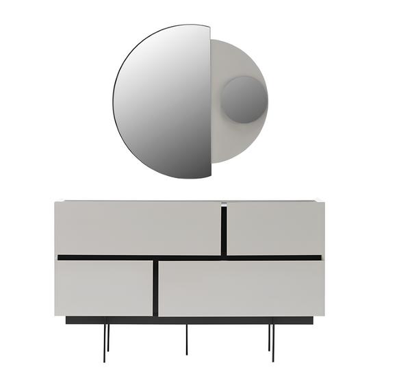 Stylish bedroom sideboard designer wooden chest of drawers mirror 2-piece set