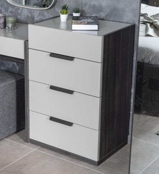 Grey and white fine chest of drawers bedroom designer wood 4-drawer furniture