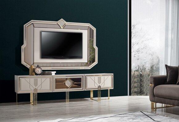 MODERN LIVING ROOM SET CONSISTS OF LUXURY RTV LOWBOARD AND TV FRAME 2PCS