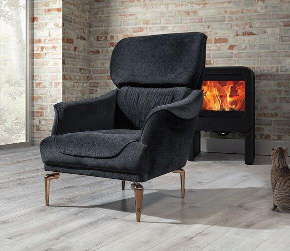 Exclusive lounge chair Upholstered single-seater living room armchair Wooden frame