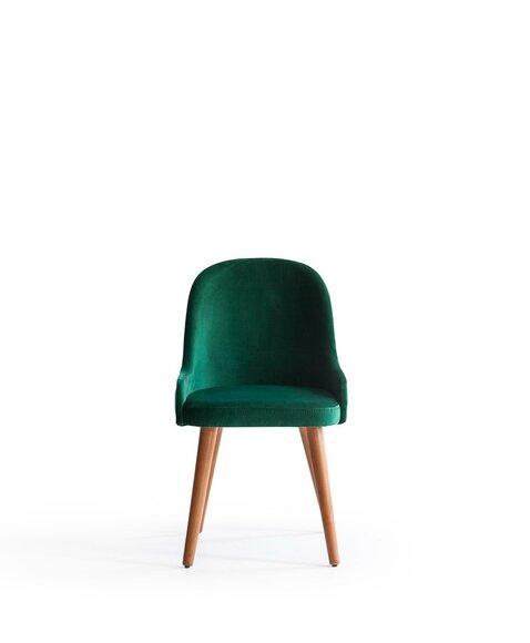 Green Upholstered Chair Wooden Feet Dining Room Armchair Upholstered Furniture Textile Chair