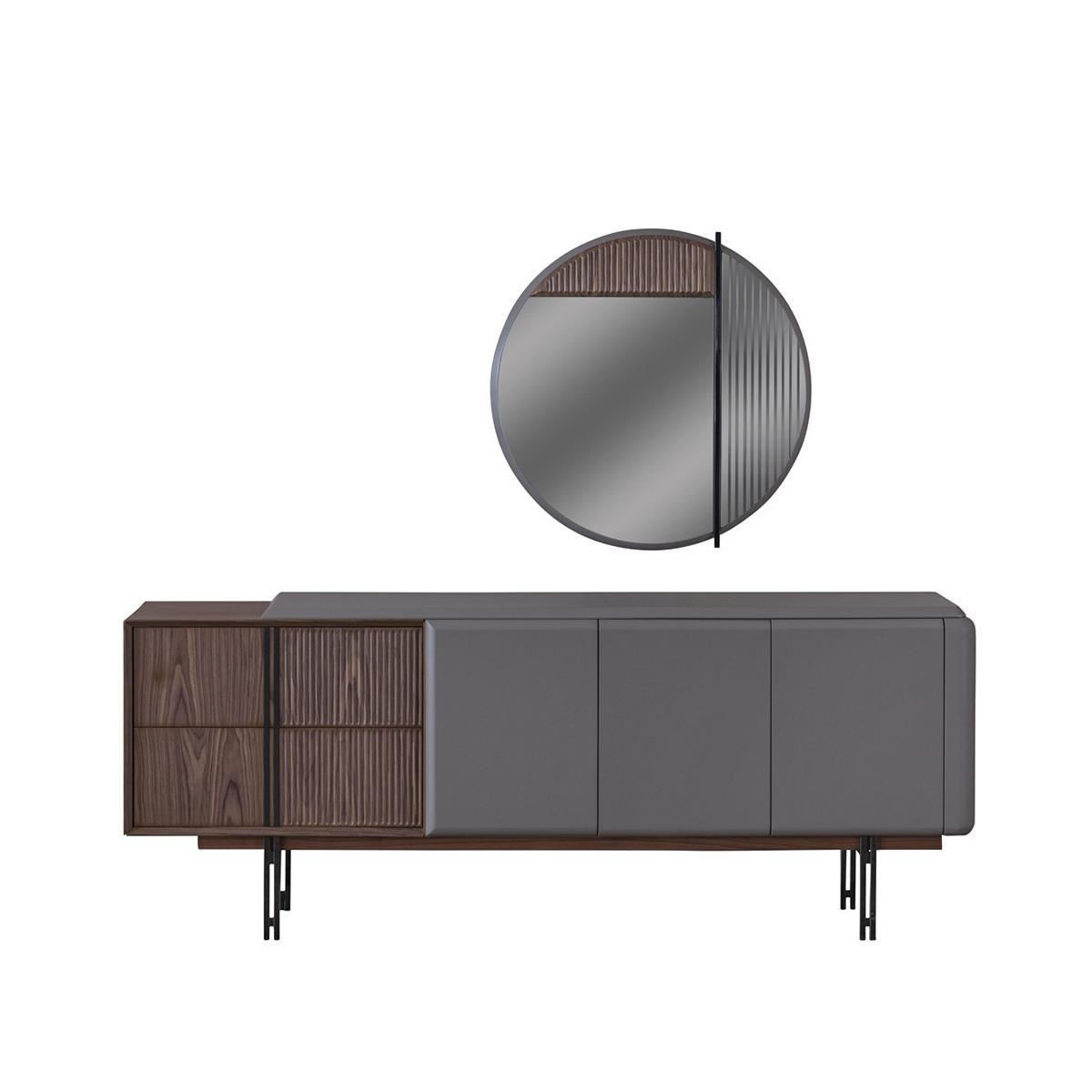 Exclusive Dining Room Set Consists of 2-piece Sideboard and Mirror Novelty