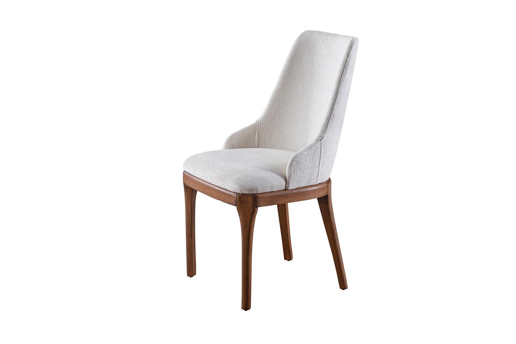 Exclusive White Chair with Brown Wood Feet Design Dining Room Novelty