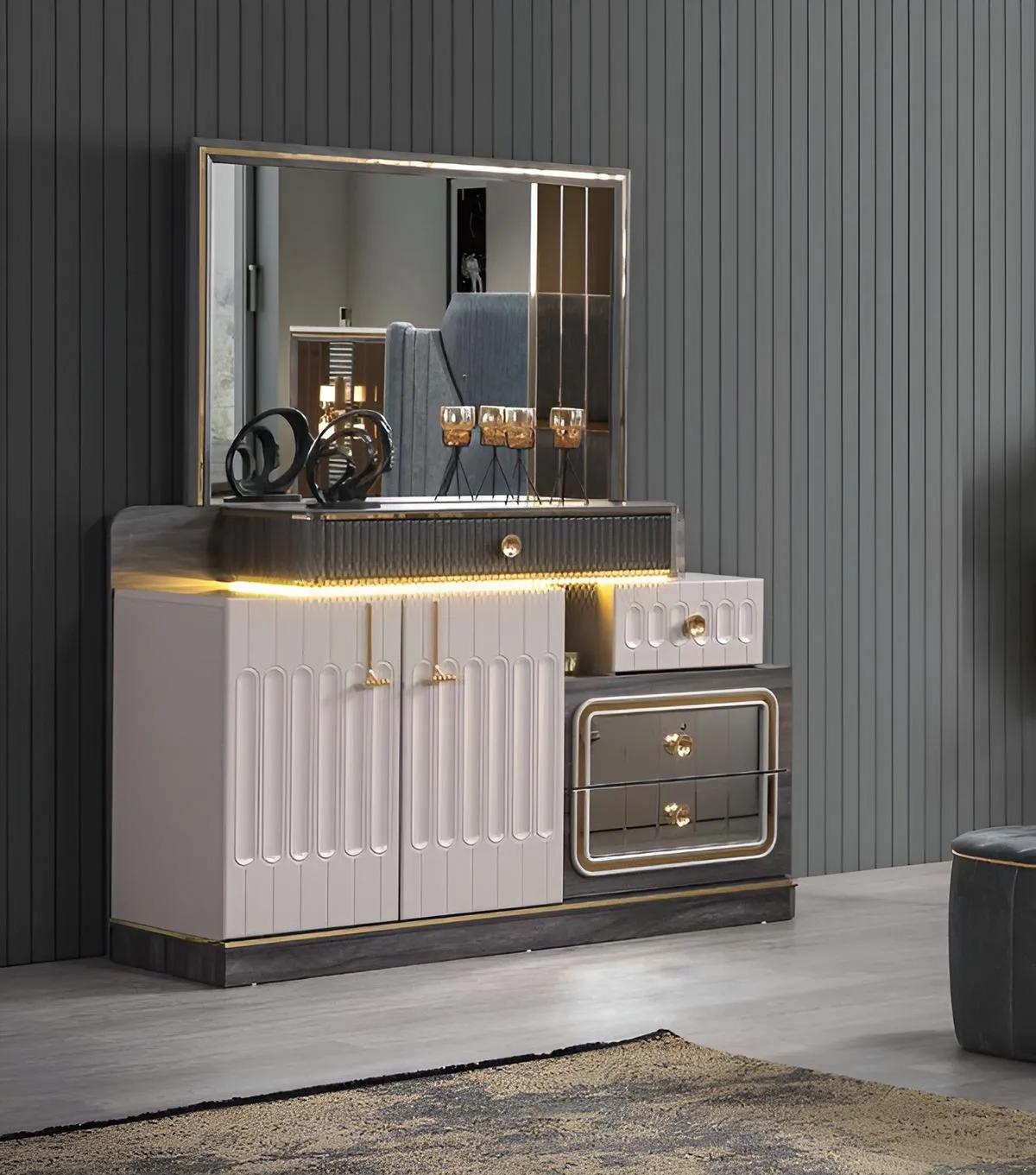 Chest of drawers mirror luxury console sideboard design bedroom