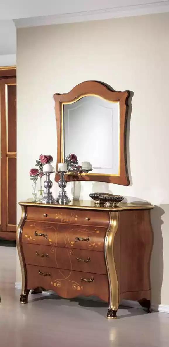 Bedroom Furniture Chest of Drawers with Mirror Luxury Classic Furniture Set 2pcs