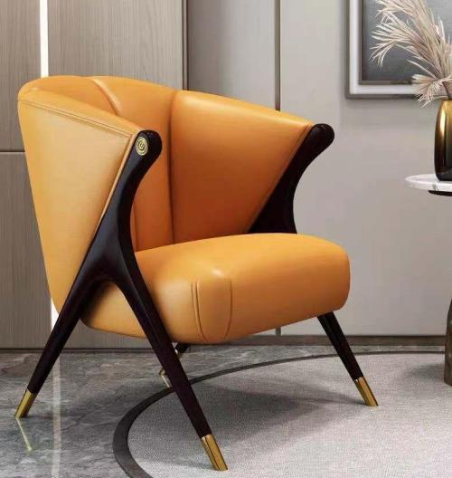 Design Luxury Orange Armchair Chair Sofa 1 Seater TV Chaise Faux Leather