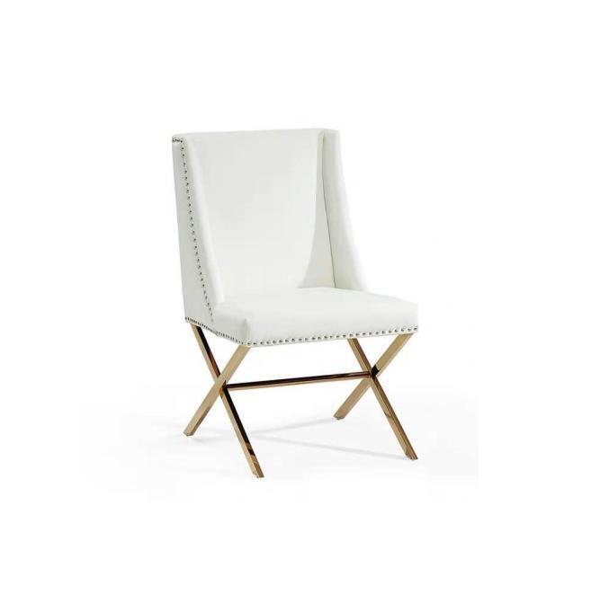 White dining chair designer textile furniture stainless steel metal single seater