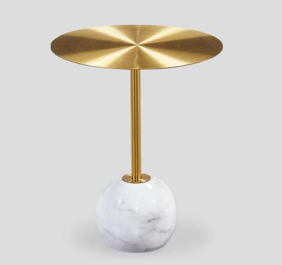 Small round side table with shelf gold top designer living room