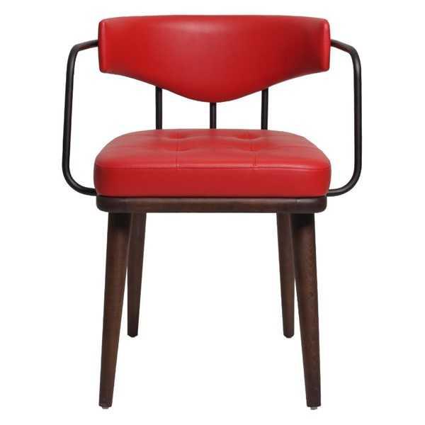 Red armchair dining room single-seater wooden chair living room 1-seater chair