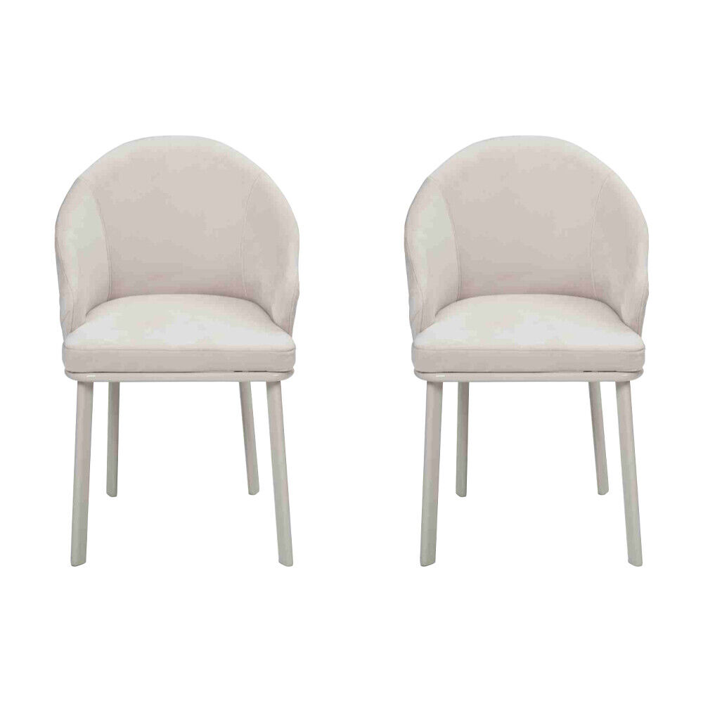 Modern Dining Room White 2x Chairs Designer Kitchen Upholstery Seat Furniture