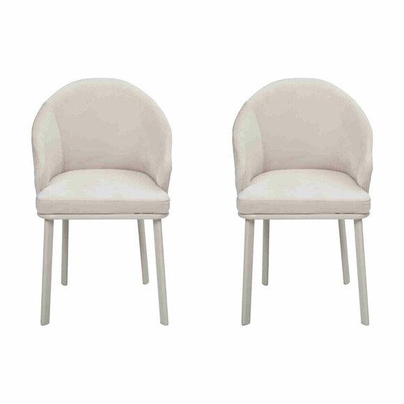 Modern Dining Room White 2x Chairs Designer Kitchen Upholstery Seat Furniture