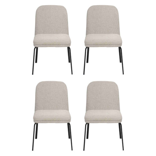 Group set of chairs 4x chair set textile upholstered seat stainless steel dining room new