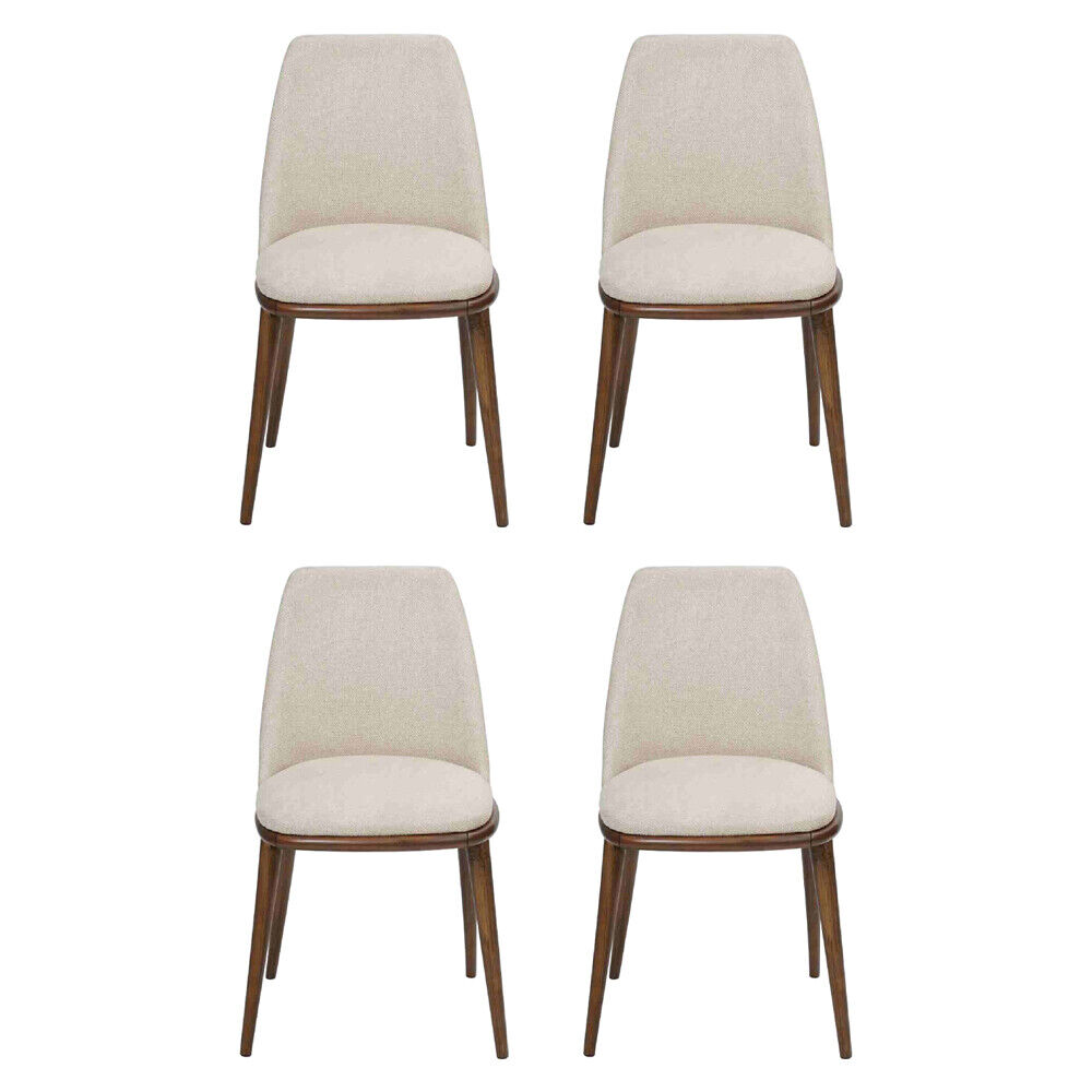 White chair set designer 4x kitchen chairs luxury seating furniture wooden frame